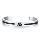 🕉 Spiritual Abacus Stainless Steel OM Cuff Bracelet – Silver Color Open Bangle for Men & Women