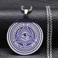 Spiritual Abacus™ Om Symbol Eye Pendant Necklace – Silver Color Spiritual Jewelry for Men & Women