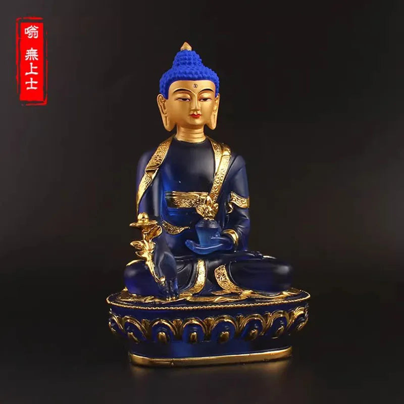 Spiritual Abacus™ Blue Resin Medicine Buddha Statue – 20cm Tibetan-Inspired Figurine for Home, Serenity & Mindful Decor