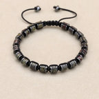 🐉 Spiritual Abacus Hematite & Dragon Blood Stone Beaded Bracelet – Handmade Braided Couple Jewelry