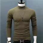 Spiritual Abacus™ Men’s Slim Fit Turtleneck Shirt – Solid Black Long Sleeve Fall/Winter Innerwear