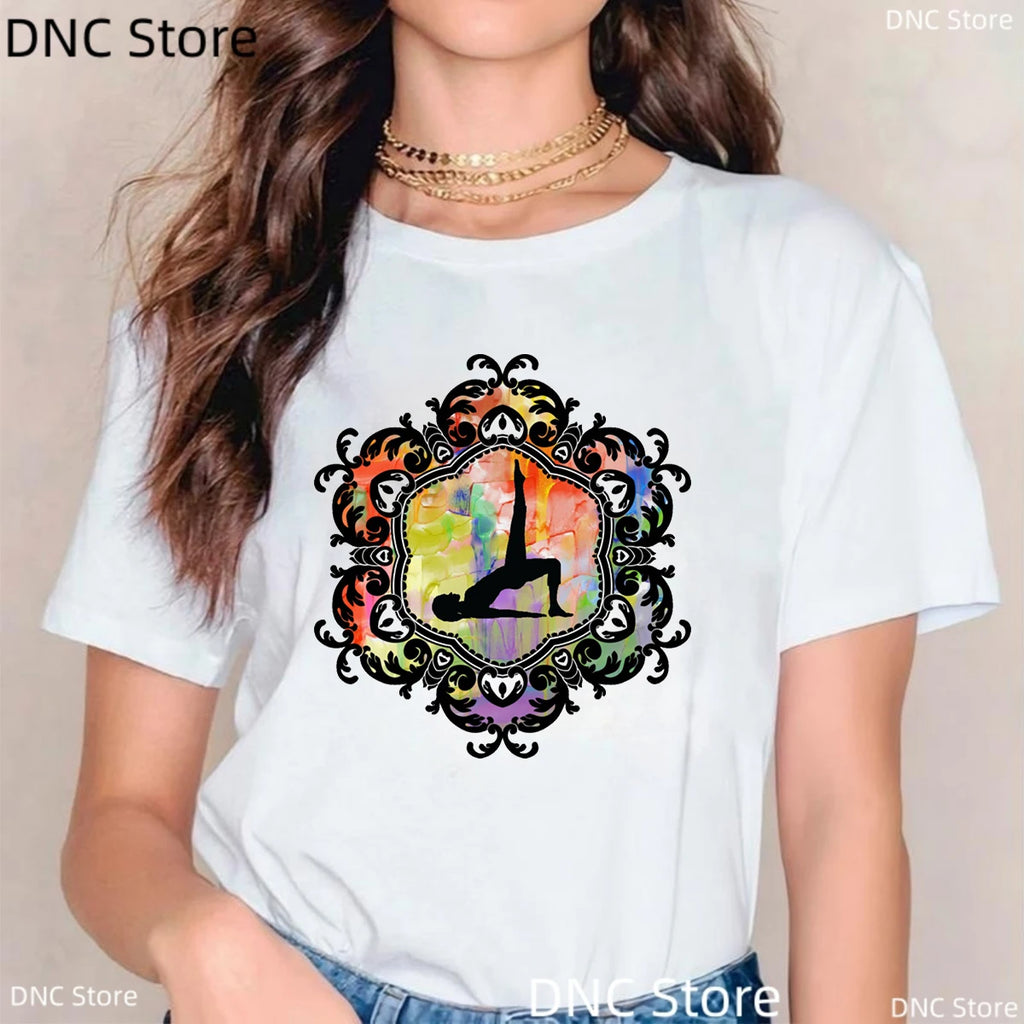 🌸 Spiritual Abacus Modra Lotus Buddha T-Shirt – Women's Yoga & Meditation Tee with Namaste Print