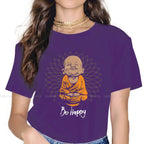 Spiritual Abacus™ “Be Happy” Buddha Graphic T-Shirt – Women’s Cotton Mindful Streetwear Tee