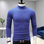 Spiritual Abacus™ Men’s Slim Fit Turtleneck Shirt – Solid Black Long Sleeve Fall/Winter Innerwear