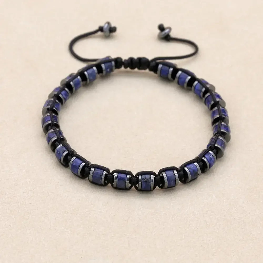🐉 Spiritual Abacus Hematite & Dragon Blood Stone Beaded Bracelet – Handmade Braided Couple Jewelry