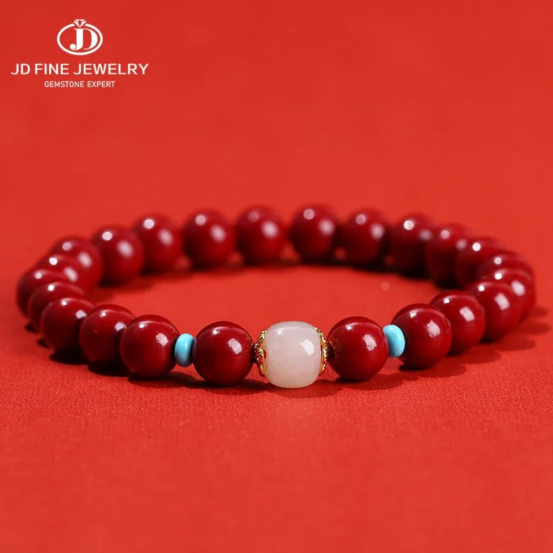 🐉 Spiritual Abacus – Natural Cinnabar Pixiu Bracelet
