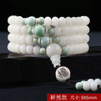 📿 Spiritual Abacus – Natural White Jade & Bodhi Root 108-Bead Mala - Meditation Prayer Bracelet & Necklace