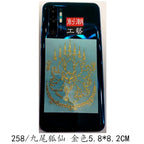 Spiritual Abacus™ Thai Nine-Tailed Red Fox & Lotus Gold Mask Buddha Metal Phone Sticker