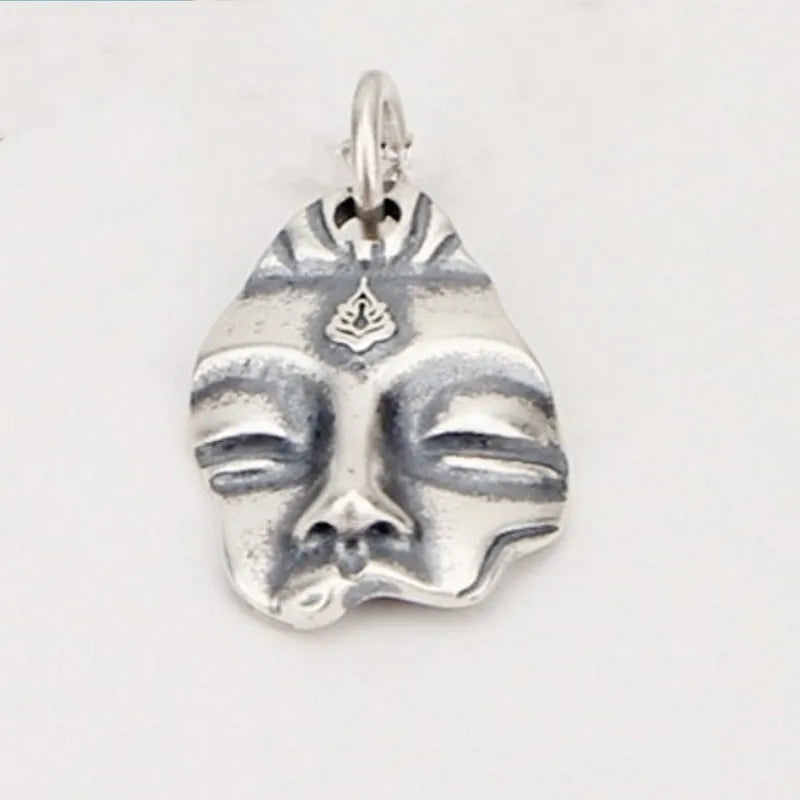 Spiritual Abacus™ S925 Sterling Silver Buddha Head Pendant – Vintage Irregular Design Spiritual Necklace for Men & Women