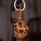 Spiritual Abacus™ Wooden Buddha Keychain – Hand-Carved Guanyin & Monk-Inspired Lucky Charm Pendant for Car, Bag & Keys