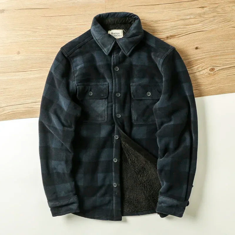 Spiritual Abacus™ Men’s Winter Fleece Flannel Shirt Jacket – Warm Plaid Long Sleeve Thermal Outdoor Coat for Hiking, Camping & Fishing
