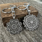 Spiritual Abacus™ Retro OM Lotus Keychain – Vintage Yoga & Spiritual Key Accessory
