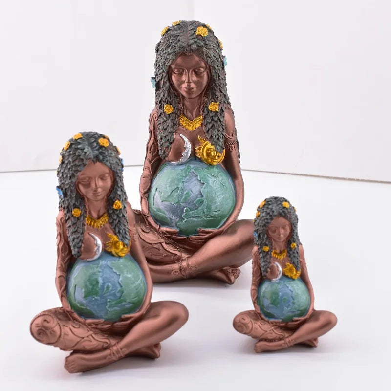 🌍 Spiritual Abacus – Earth Mother Gaia Statue | Goddess Resin Sculpture for Mother's Day, Altar Decor & Spiritual Gifts