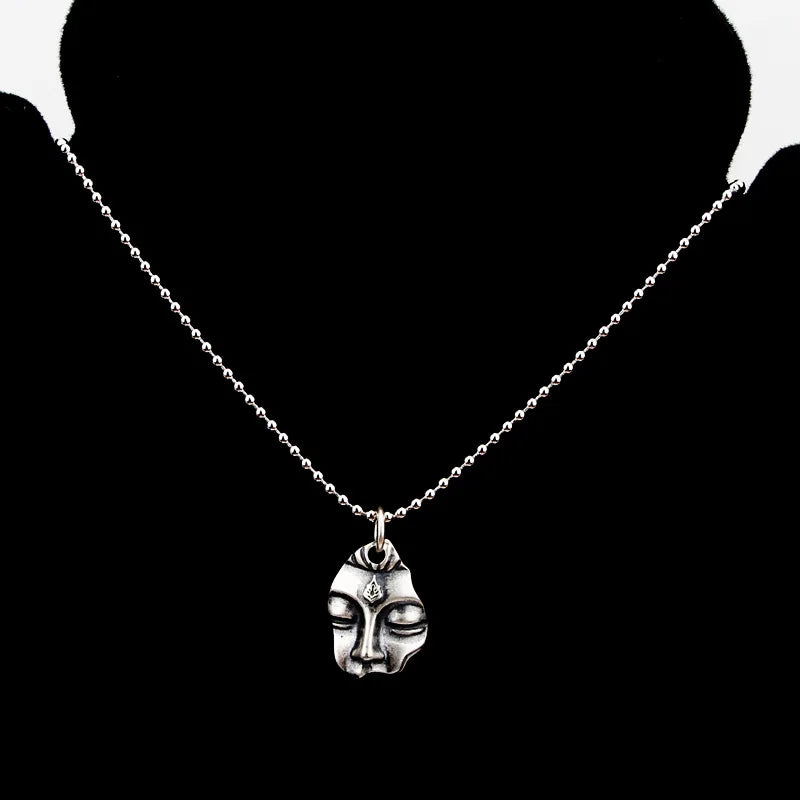 Spiritual Abacus™ S925 Sterling Silver Buddha Head Pendant – Vintage Irregular Design Spiritual Necklace for Men & Women