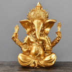 Spiritual Abacus™ Golden Sandstone Ganesha Statue – Hindu-Inspired Elephant Figurine for Peaceful Home & Tabletop Décor