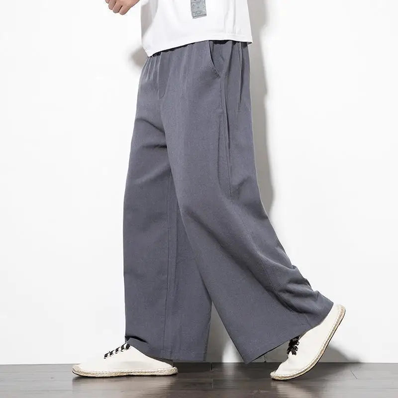 Spiritual Abacus™ Men’s Cotton Linen Loose-Fit Pants – Chinese-Style Wide-Leg Harlen Casual Trousers for Spring & Summer