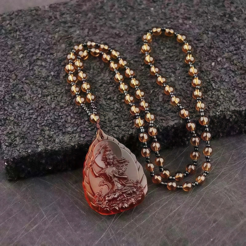 Spiritual Abacus™ Hand-Carved Ice Yellow Crystal Buddha Pendant – Fashion Charm Necklace for Mindfulness & Style