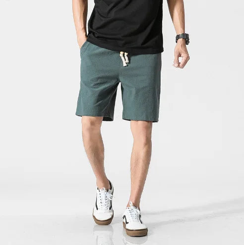 🩳 Spiritual Abacus – Men’s Summer Cotton Linen Shorts - Casual Loose Fit • Breathable Retro Style • Knee-Length Lightweight Short Pants