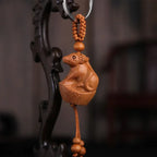 Spiritual Abacus™ Wooden Buddha Keychain – Hand-Carved Guanyin & Monk-Inspired Lucky Charm Pendant for Car, Bag & Keys