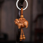 Spiritual Abacus™ Wooden Buddha Keychain – Hand-Carved Guanyin & Monk-Inspired Lucky Charm Pendant for Car, Bag & Keys