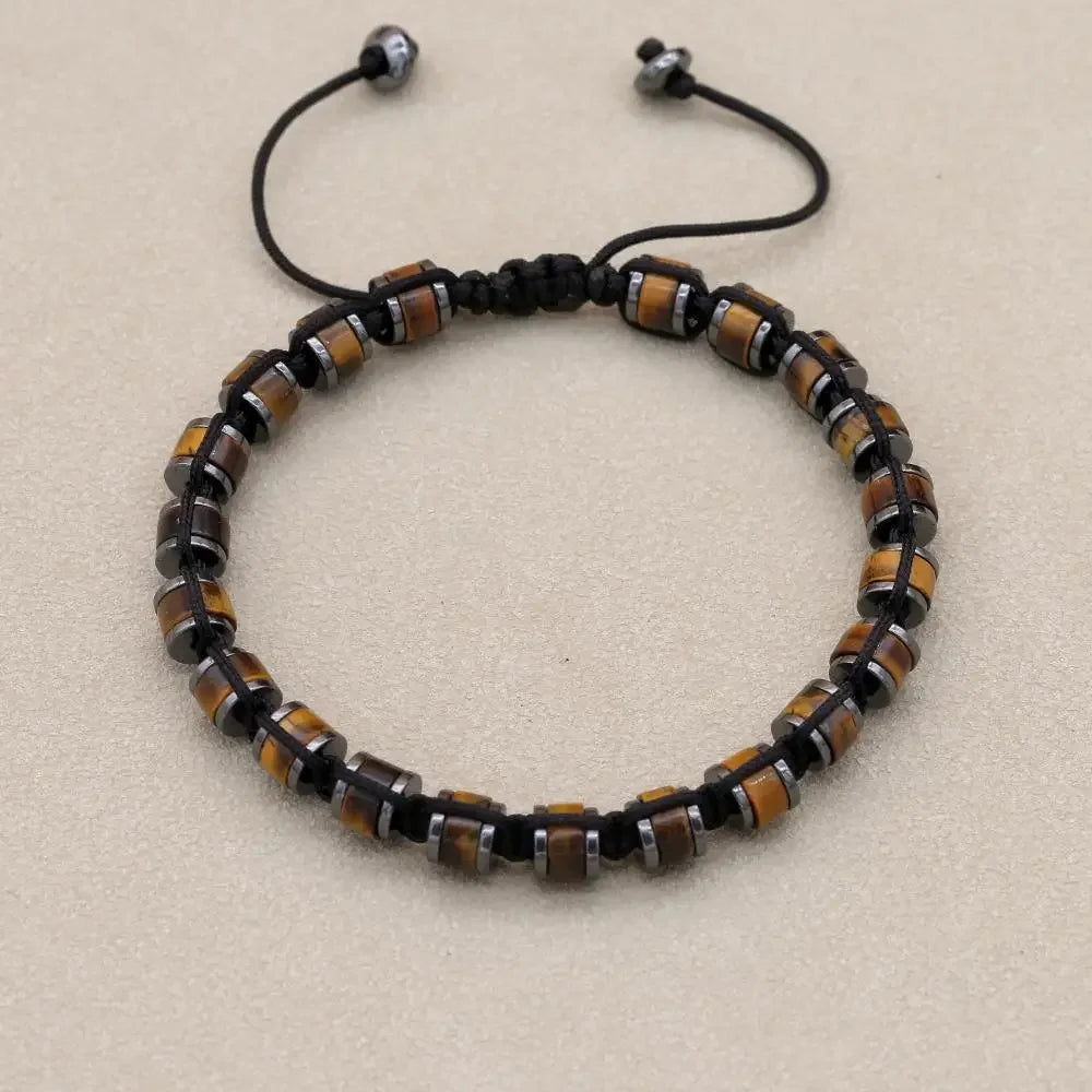 🐉 Spiritual Abacus Hematite & Dragon Blood Stone Beaded Bracelet – Handmade Braided Couple Jewelry
