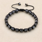 🐉 Spiritual Abacus Hematite & Dragon Blood Stone Beaded Bracelet – Handmade Braided Couple Jewelry