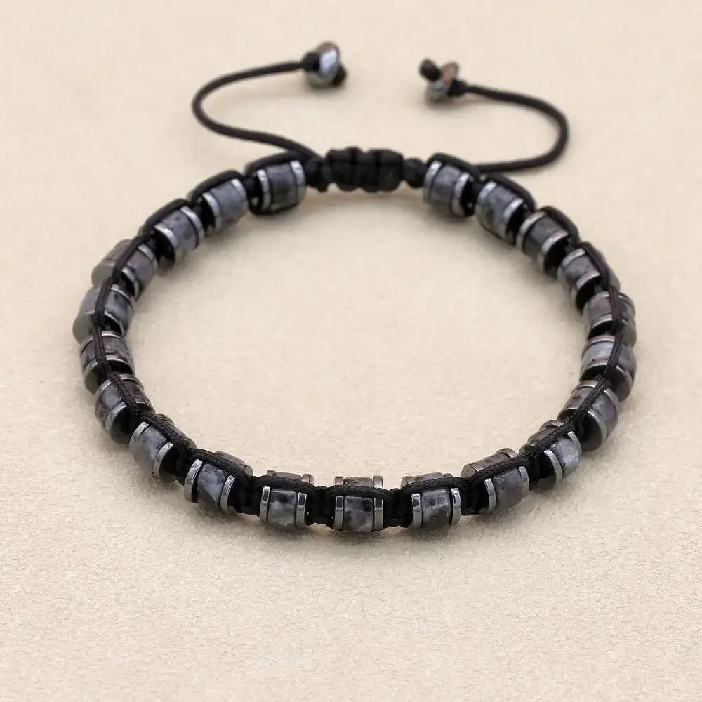 🐉 Spiritual Abacus Hematite & Dragon Blood Stone Beaded Bracelet – Handmade Braided Couple Jewelry