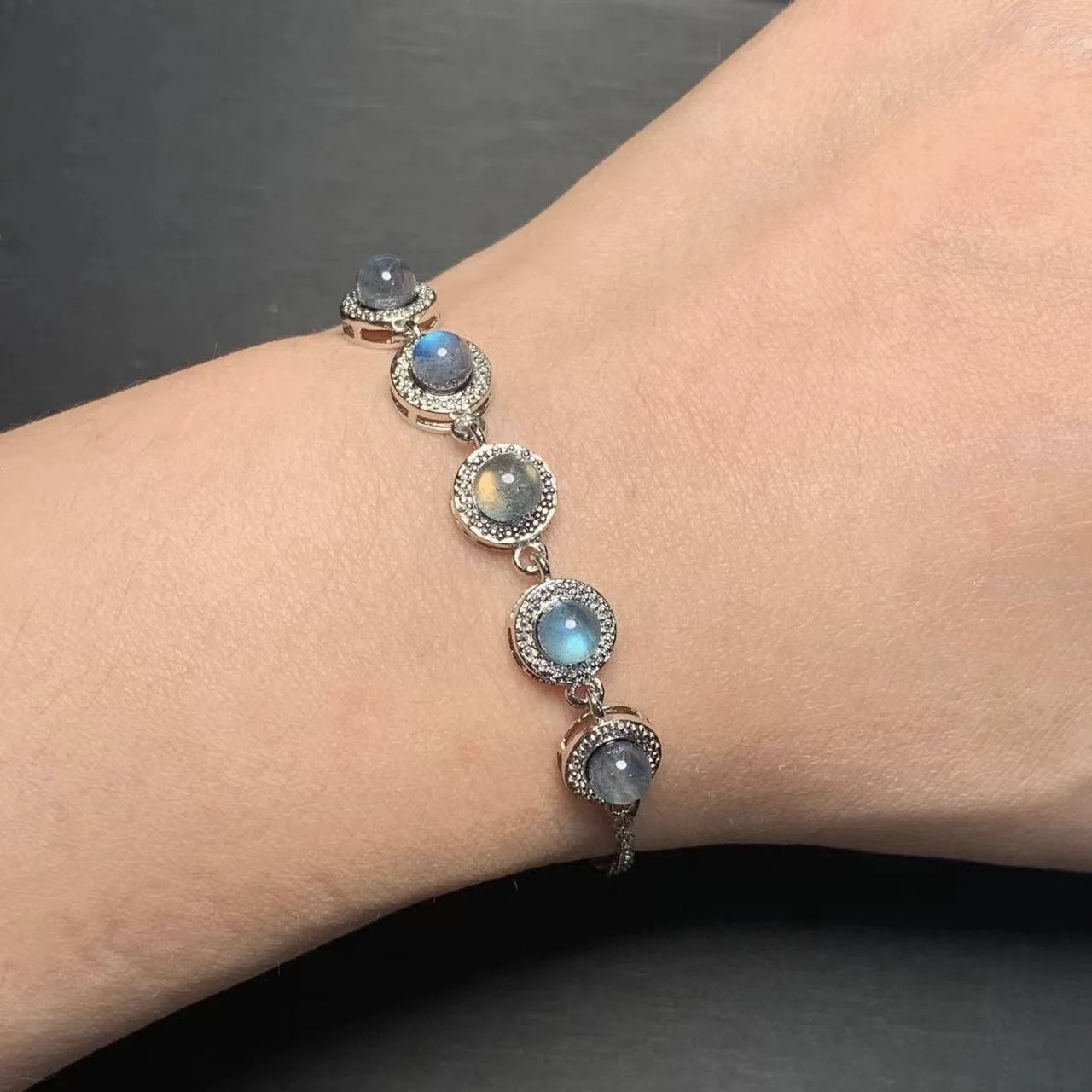 🌕 Spiritual Abacus – Natural Moonstone Bracelet