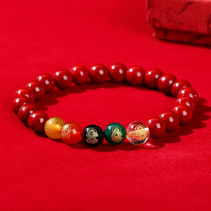 🐉 Spiritual Abacus – Natural Cinnabar Pixiu Bracelet