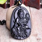 Spiritual Abacus™ Black Obsidian Buddha Pendant Necklace