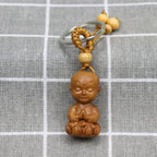 Spiritual Abacus™ Wooden Buddha Keychain – Hand-Carved Guanyin & Monk-Inspired Lucky Charm Pendant for Car, Bag & Keys