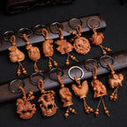 Spiritual Abacus™ Wooden Buddha Keychain – Hand-Carved Guanyin & Monk-Inspired Lucky Charm Pendant for Car, Bag & Keys
