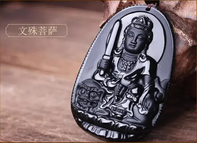 Spiritual Abacus™ Black Obsidian Buddha Pendant Necklace