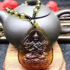 Spiritual Abacus™ Hand-Carved Ice Yellow Crystal Buddha Pendant – Fashion Charm Necklace for Mindfulness & Style