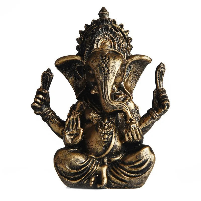 Spiritual Abacus™ Golden Sandstone Ganesha Statue – Hindu-Inspired Elephant Figurine for Peaceful Home & Tabletop Décor