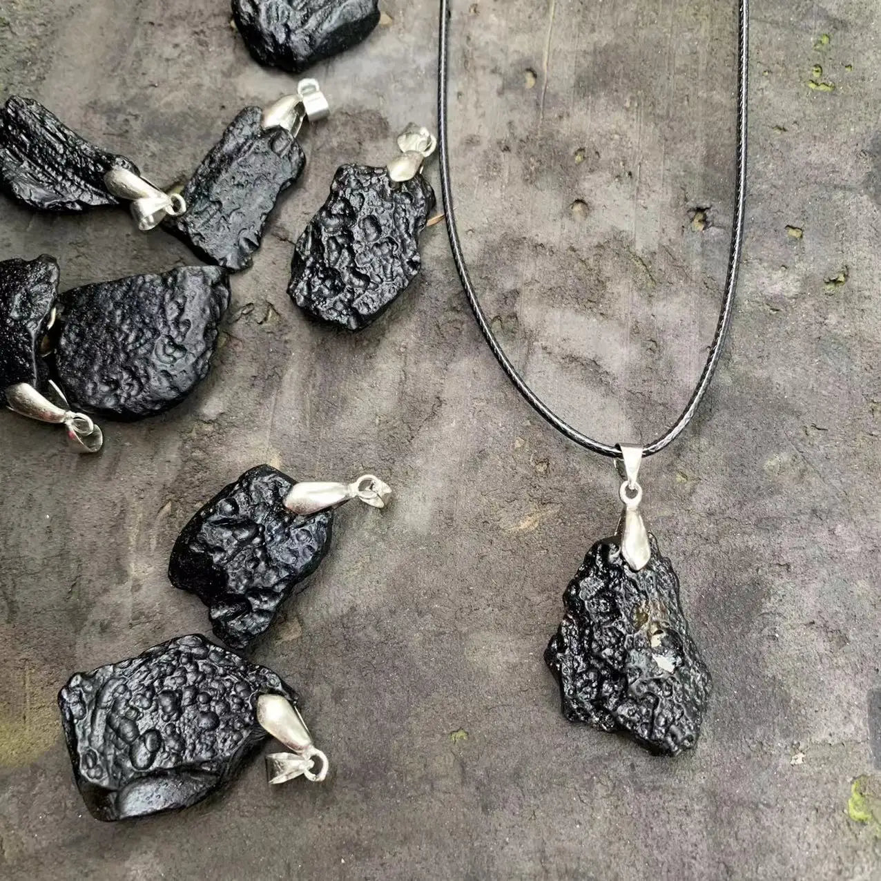 ☄️ Spiritual Abacus – Natural Black Meteorite Necklace