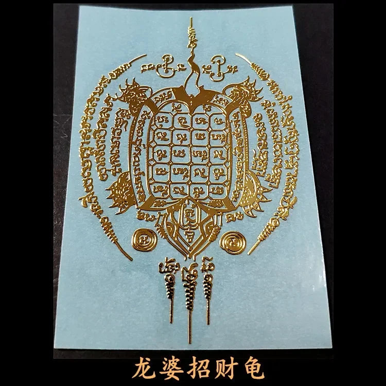 Spiritual Abacus™ Thai Nine-Tailed Red Fox & Lotus Gold Mask Buddha Metal Phone Sticker