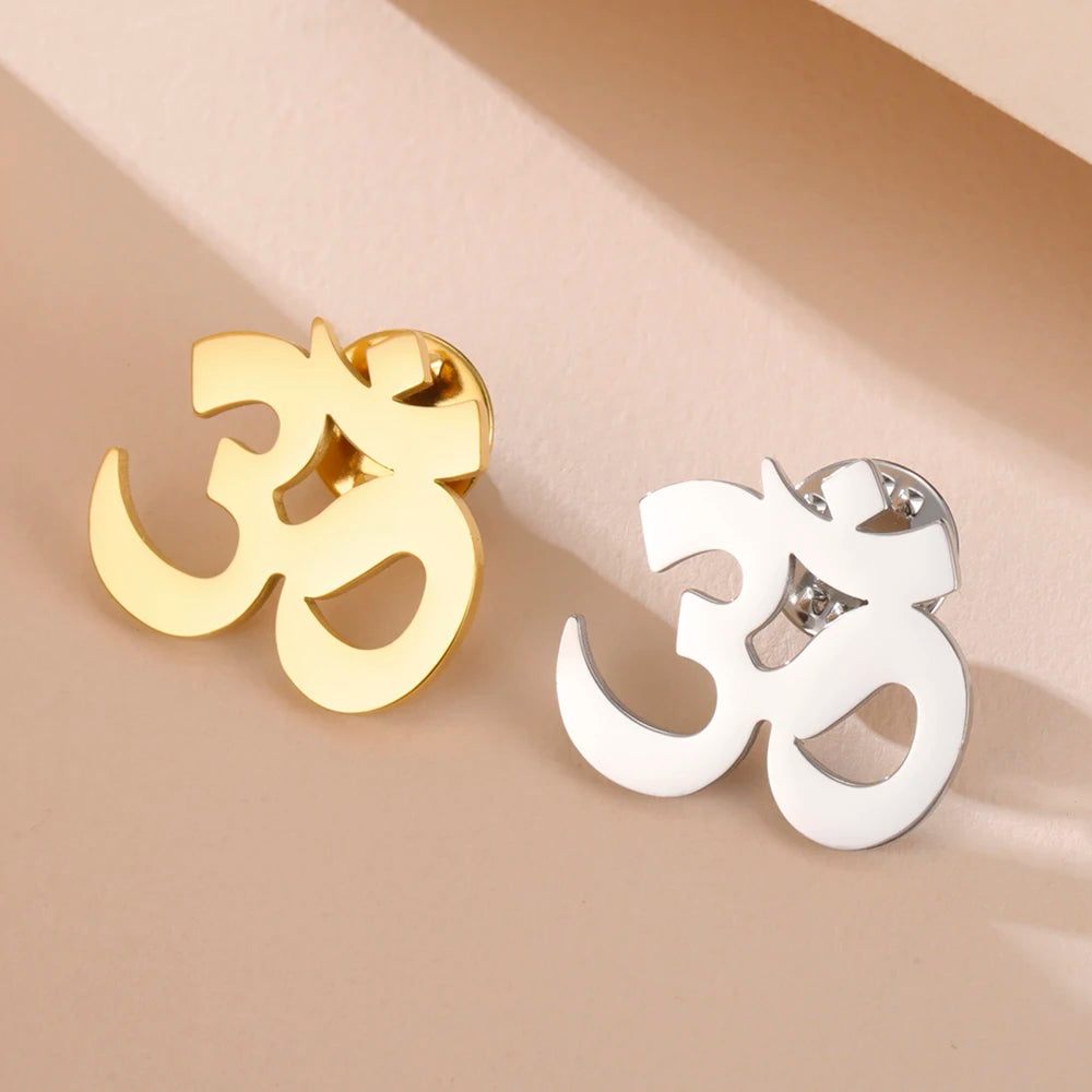 Spiritual Abacus™ Stainless Steel OM Symbol Brooch – Sanskrit Aum Lapel Pin for Yoga & Mindful Living