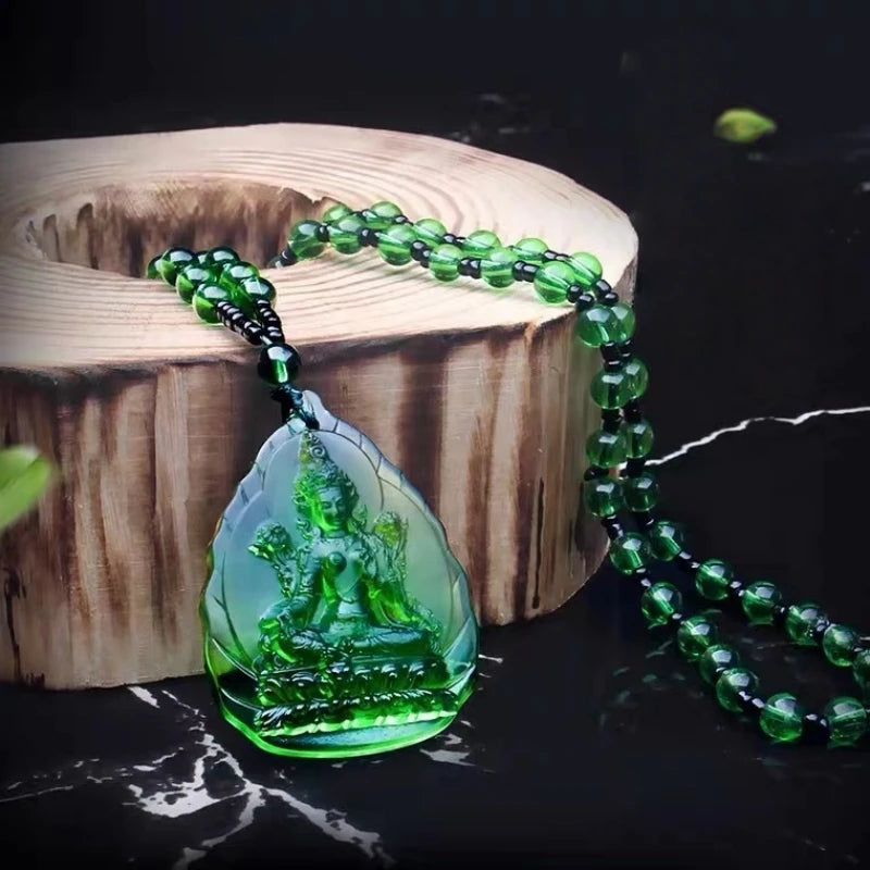 Spiritual Abacus™ Hand-Carved Ice Yellow Crystal Buddha Pendant – Fashion Charm Necklace for Mindfulness & Style