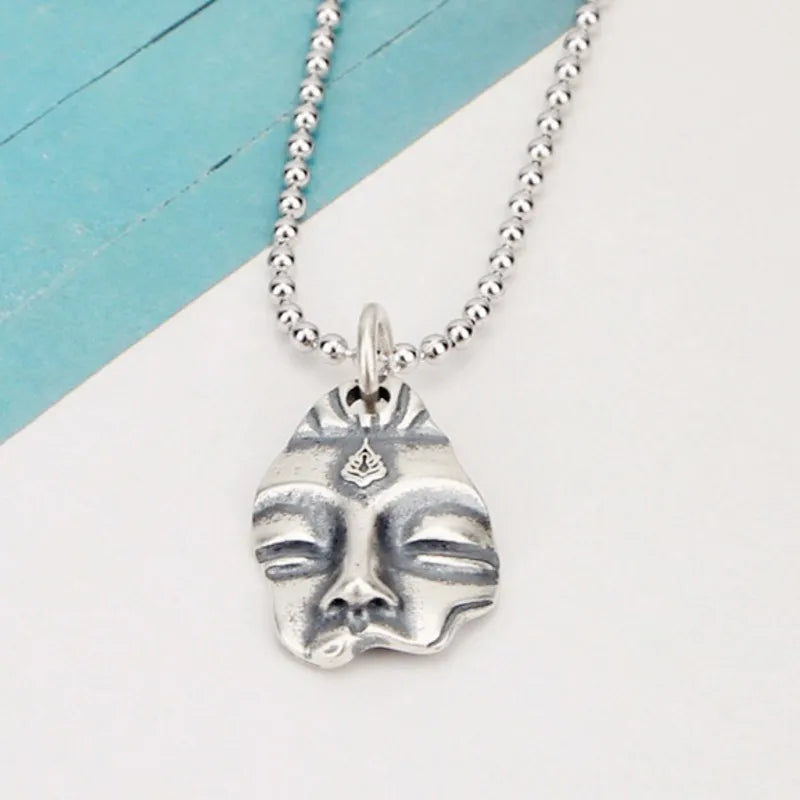 Spiritual Abacus™ S925 Sterling Silver Buddha Head Pendant – Vintage Irregular Design Spiritual Necklace for Men & Women