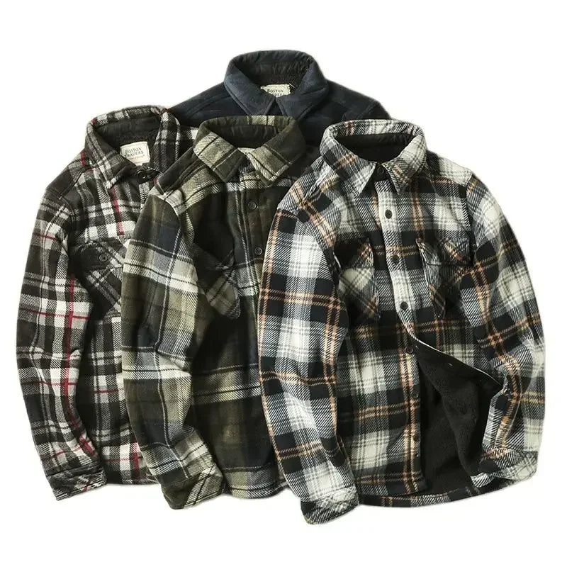 Spiritual Abacus™ Men’s Winter Fleece Flannel Shirt Jacket – Warm Plaid Long Sleeve Thermal Outdoor Coat for Hiking, Camping & Fishing