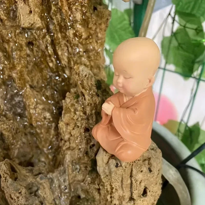 Spiritual Abacus™ Cute Small Monk Figurines – Mini Resin Buddha Statues for Desk, Home, or Car Décor