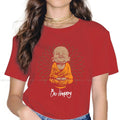 Spiritual Abacus™ “Be Happy” Buddha Graphic T-Shirt – Women’s Cotton Mindful Streetwear Tee