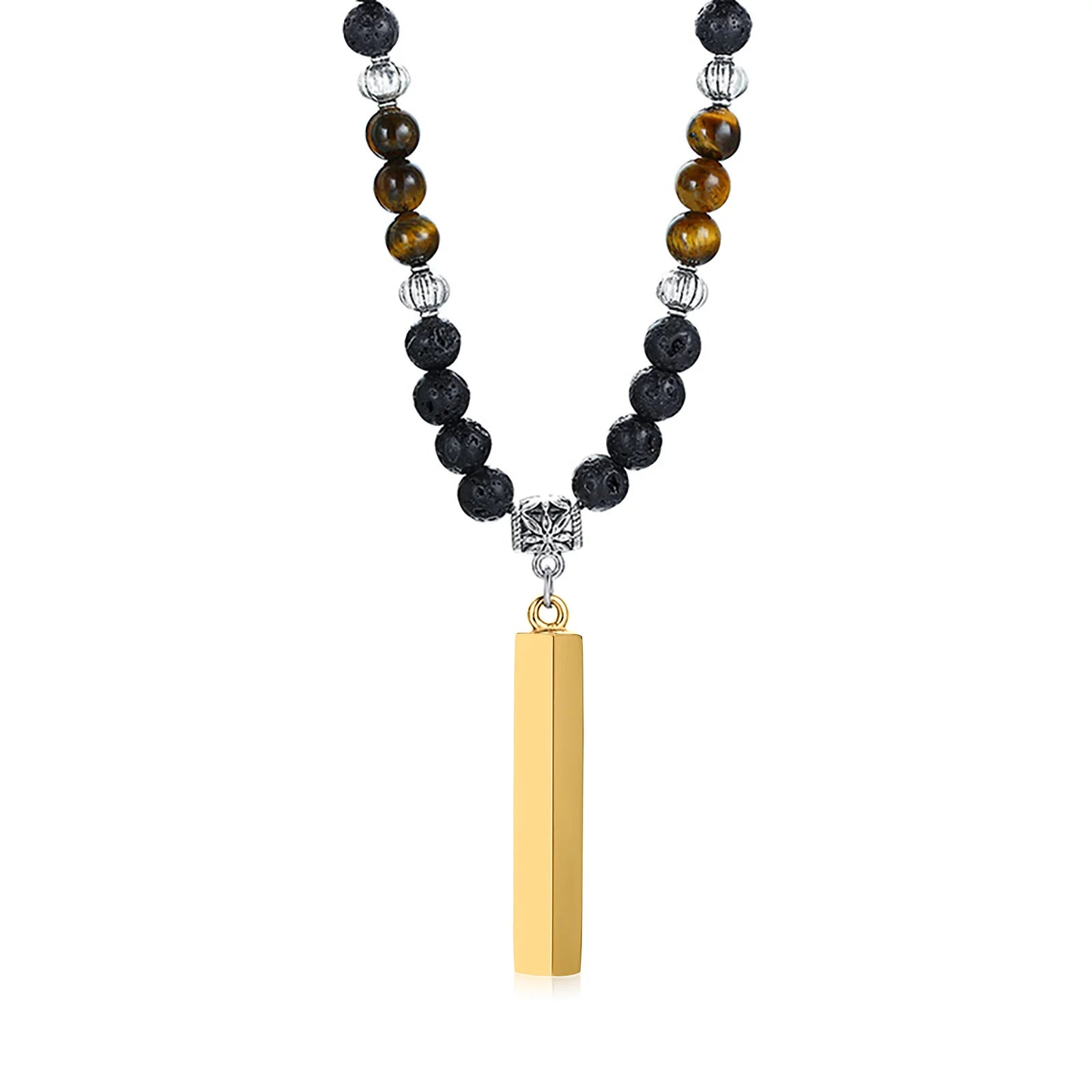 🗡️ Spiritual Abacus Tibetan Phurba Kilaya Necklace Tiger’s Eye & Lava Stone Necklace