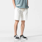 🩳 Spiritual Abacus – Men’s Summer Cotton Linen Shorts - Casual Loose Fit • Breathable Retro Style • Knee-Length Lightweight Short Pants