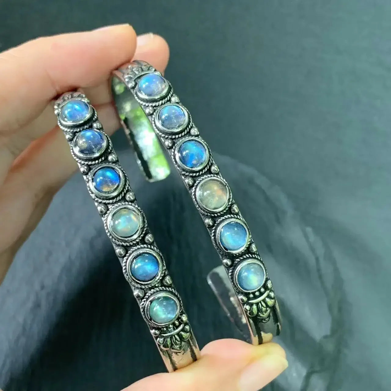 🌕 Spiritual Abacus – Natural Moonstone Bracelet