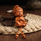 Spiritual Abacus™ Wooden Buddha Keychain – Hand-Carved Guanyin & Monk-Inspired Lucky Charm Pendant for Car, Bag & Keys