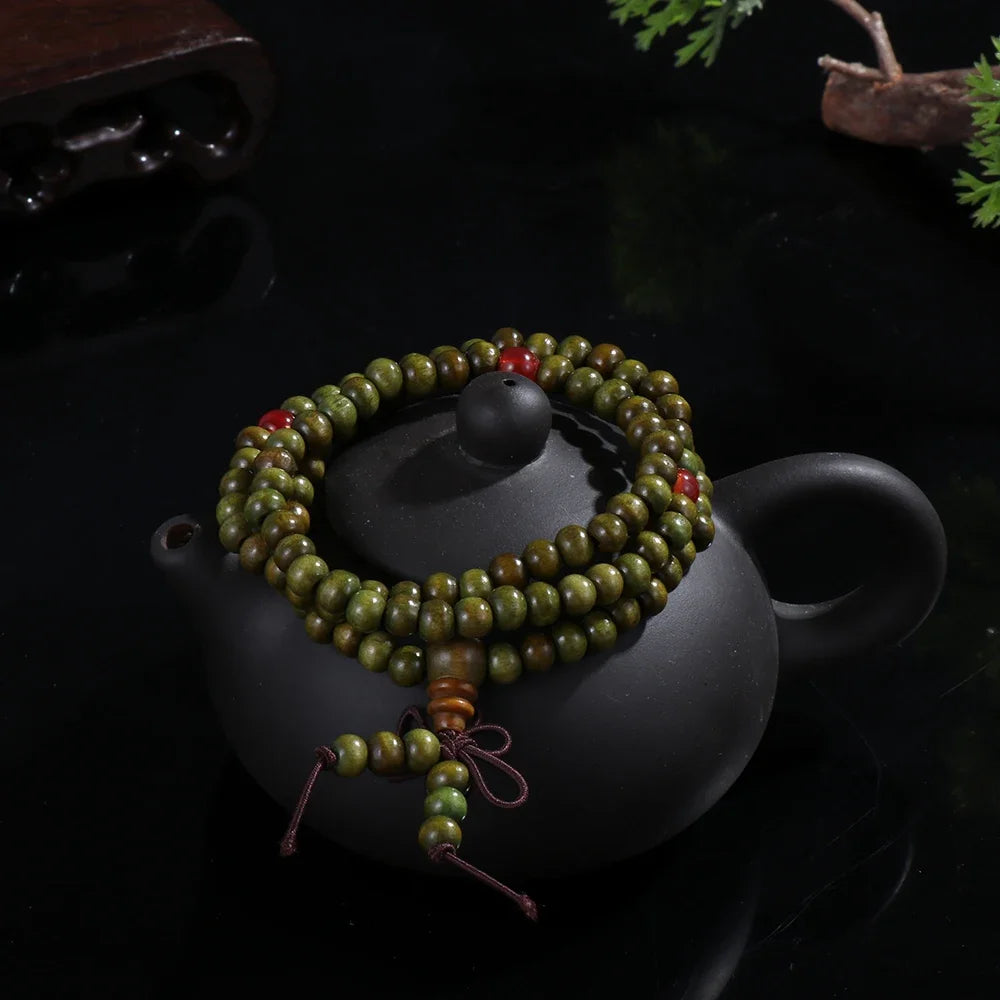 📿 Spiritual Abacus – Sandalwood Buddhist Mala Bracelet - 6mm 108-Bead Buddha Meditation Prayer Bracelet
