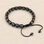 🐉 Spiritual Abacus Hematite & Dragon Blood Stone Beaded Bracelet – Handmade Braided Couple Jewelry