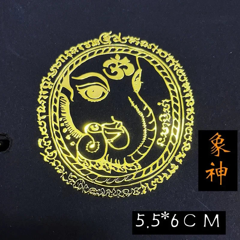 Spiritual Abacus™ Thai Nine-Tailed Red Fox & Lotus Gold Mask Buddha Metal Phone Sticker